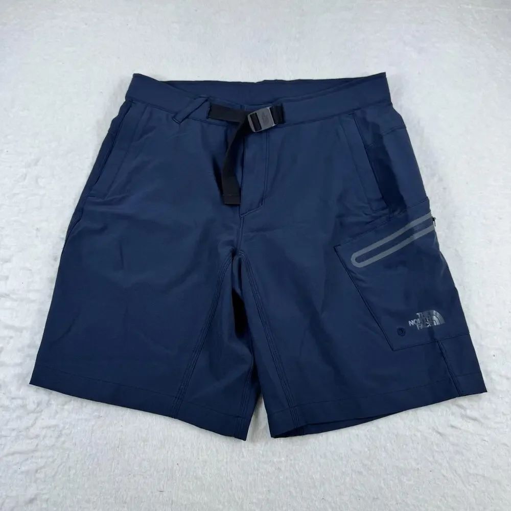 The North Face Shorts Mens Size 30 Blue 9 Inseam Belted Stretch Hiking Outdoor
